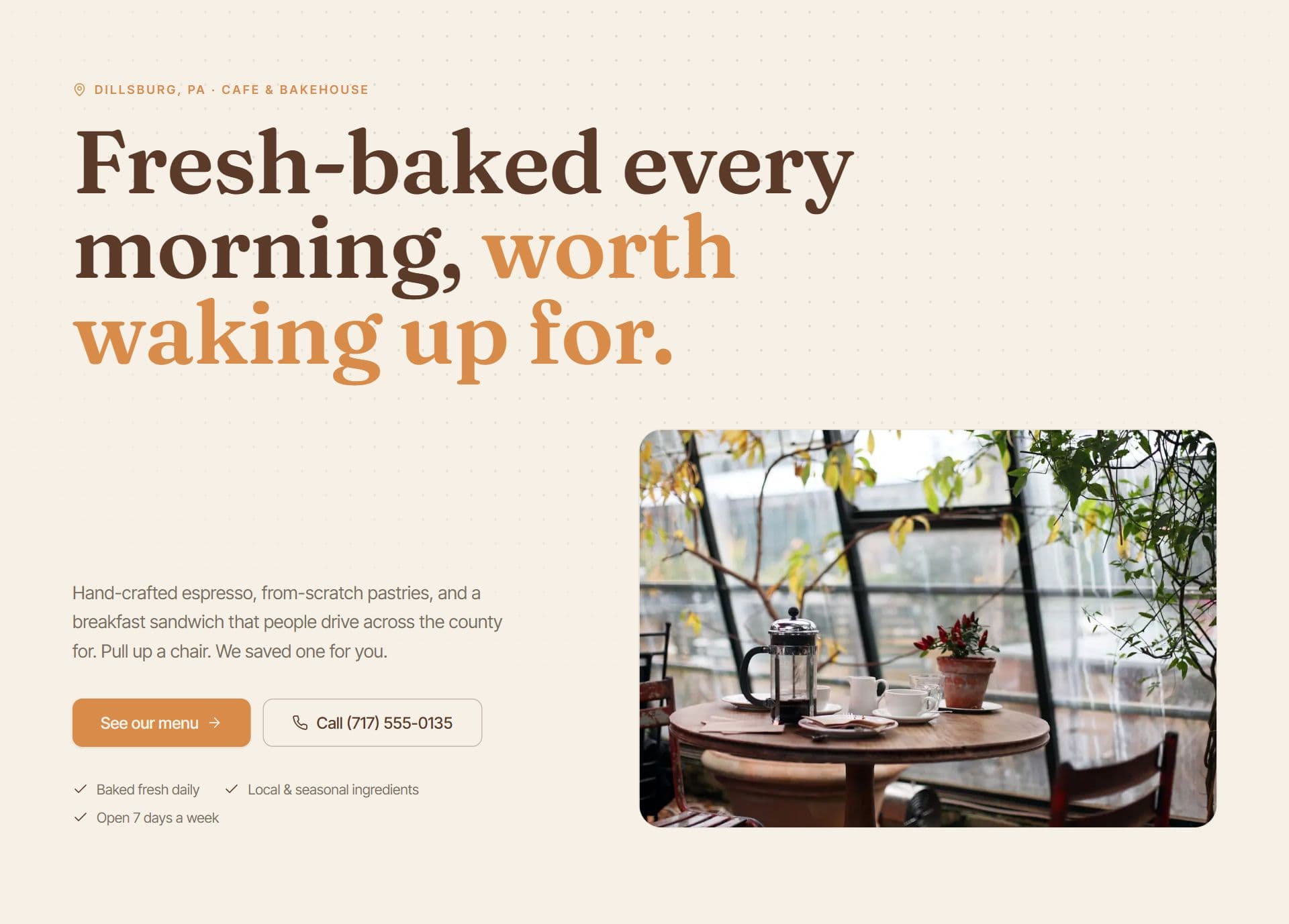 Bluebird Coffee & Bakehouse website built by Tuscarora Web