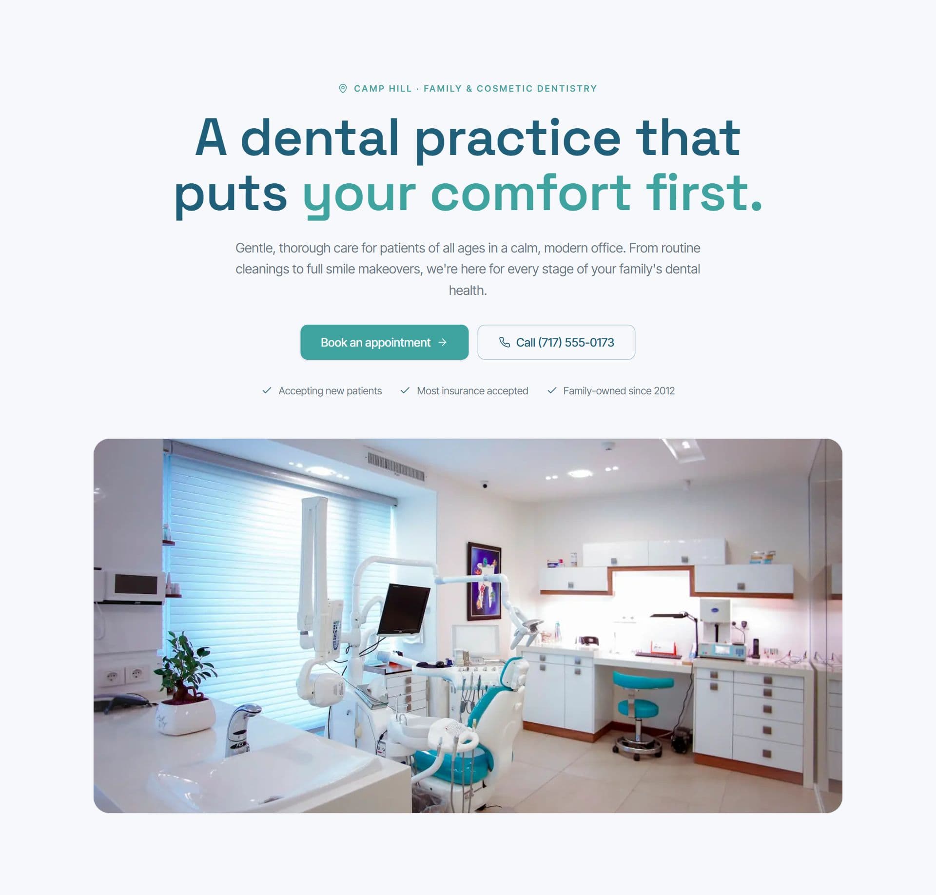Cumberland Family Dental website built by Tuscarora Web